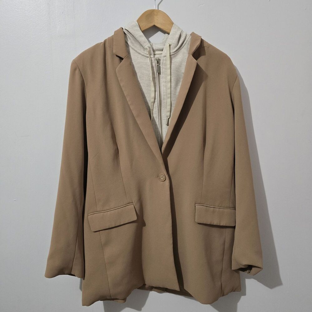 Rachel Zoe - Blazer Jacket - Size XL - Hoodie Detachable Zip Up - Tan Beige
